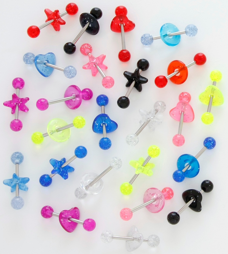 T#146-35pc UV Glitter Donuts for Tongue Rings 