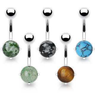 New Triple Stone Belly Bar Piercing Crystal Navel Ring 316L Surgical Steel