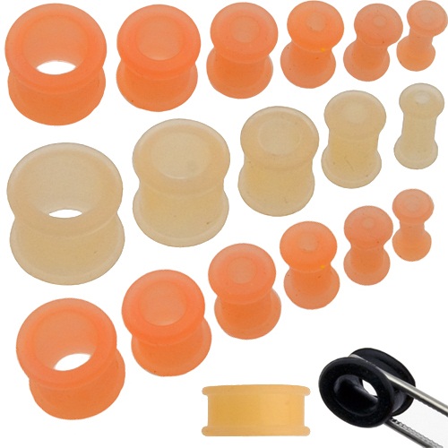 Red Star In Black Silicone Double Flared Ear Plugs – Pair, 2G To 5/8" Sizes, No Metal